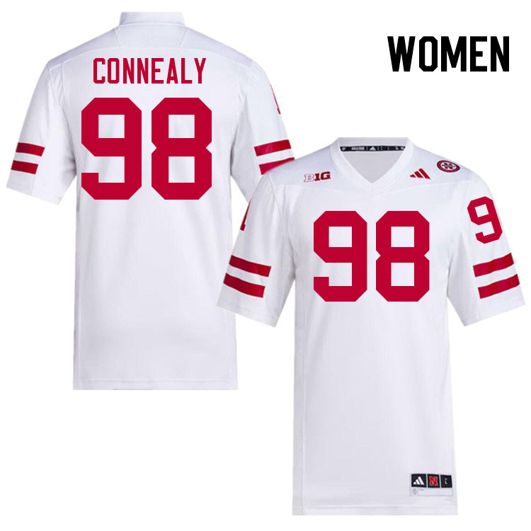 Women #98 Conor Connealy Nebraska Cornhuskers College Football Jerseys Stitched Sale-White